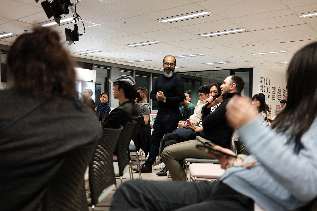 An attendee asks a question during the third Codex Sydney meetup.